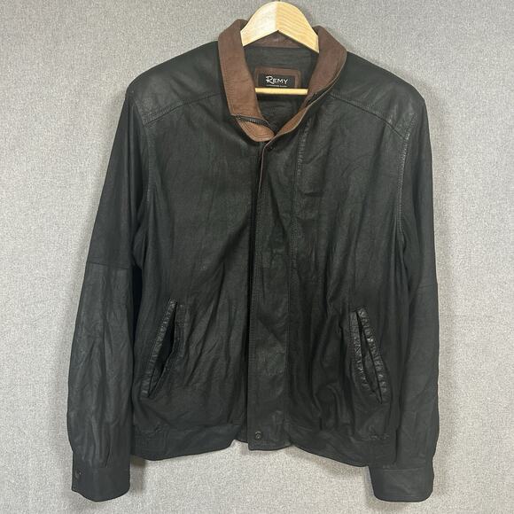 Vintage 90s Remy Lambskin Leather Bomber Jacket Men’s 38 Zip USA Made - 2 Flaws - Picture 2 of 12